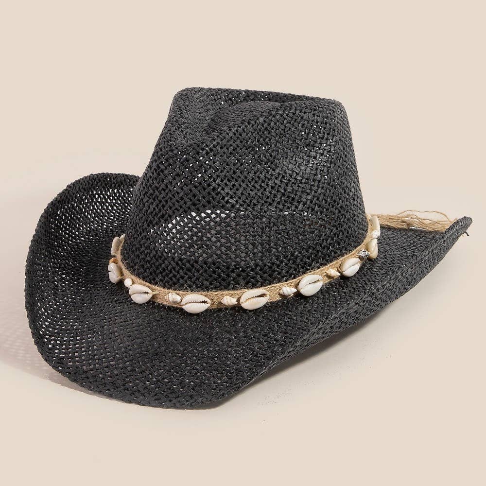 Soul Of Sita Straw Weave Cowrie Shell Rope Strap Cowboy Hat: Iv - Image 11