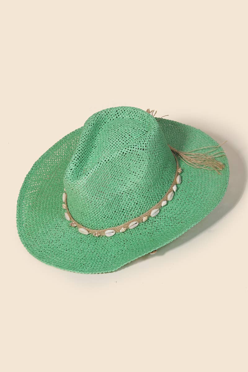 Soul Of Sita Straw Weave Cowrie Shell Rope Strap Cowboy Hat: Iv - Image 12