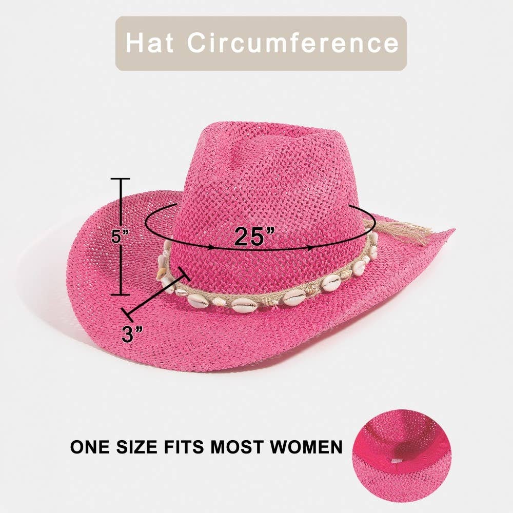 Soul Of Sita Straw Weave Cowrie Shell Rope Strap Cowboy Hat: Iv - Image 4
