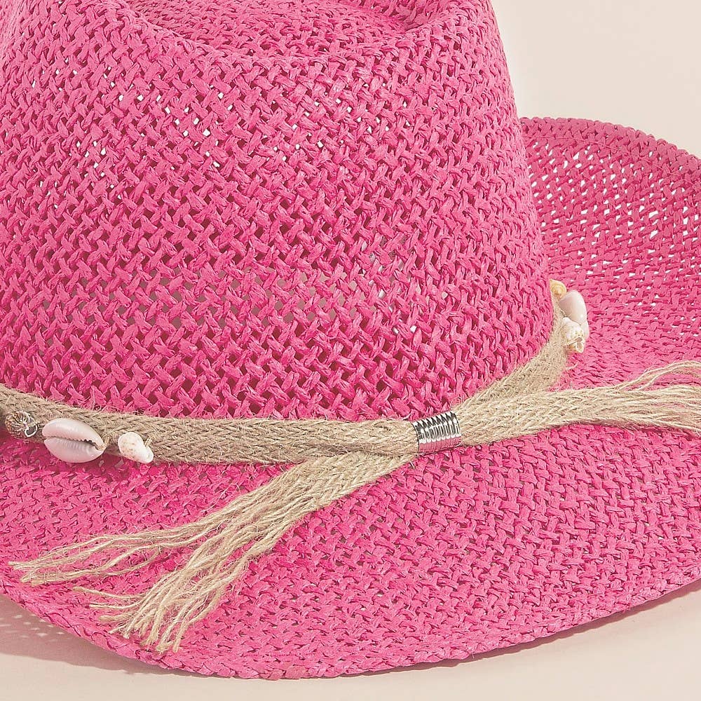 Soul Of Sita Straw Weave Cowrie Shell Rope Strap Cowboy Hat: Iv - Image 7
