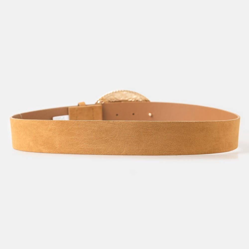 Soul Of Sita Suede Large Western Horse Medallion Buckle Belt: Brown - Image 6