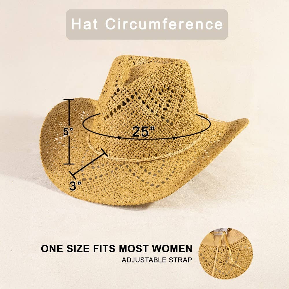 Soul Of Sita Thin Rope Strap Straw Cowboy Hat: Ka - Image 8
