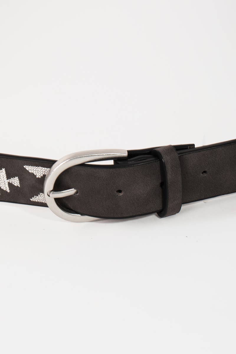 Soul Of Sita Western Boho Embroidered Pattern Vegan Leather Belt: Bk - Image 4