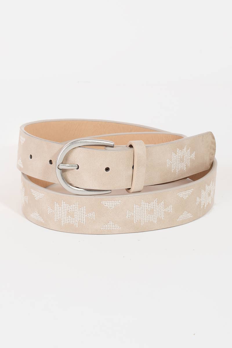 Soul Of Sita Western Boho Embroidered Pattern Vegan Leather Belt: Bk - Image 6