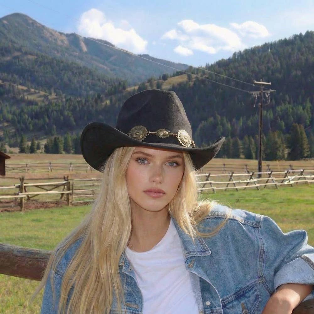 Soul Of Sita Western Concho Cowboy Hat: Dbr - Image 3