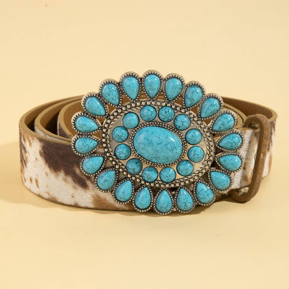 Soul Of Sita Western Concho Turquoise Stone Buckle Belt - Image 2
