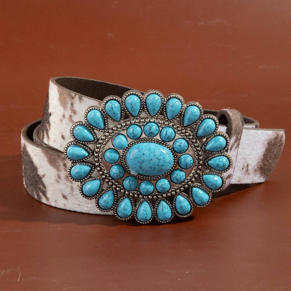 Soul Of Sita Western Concho Turquoise Stone Buckle Belt: Bk - Image 8