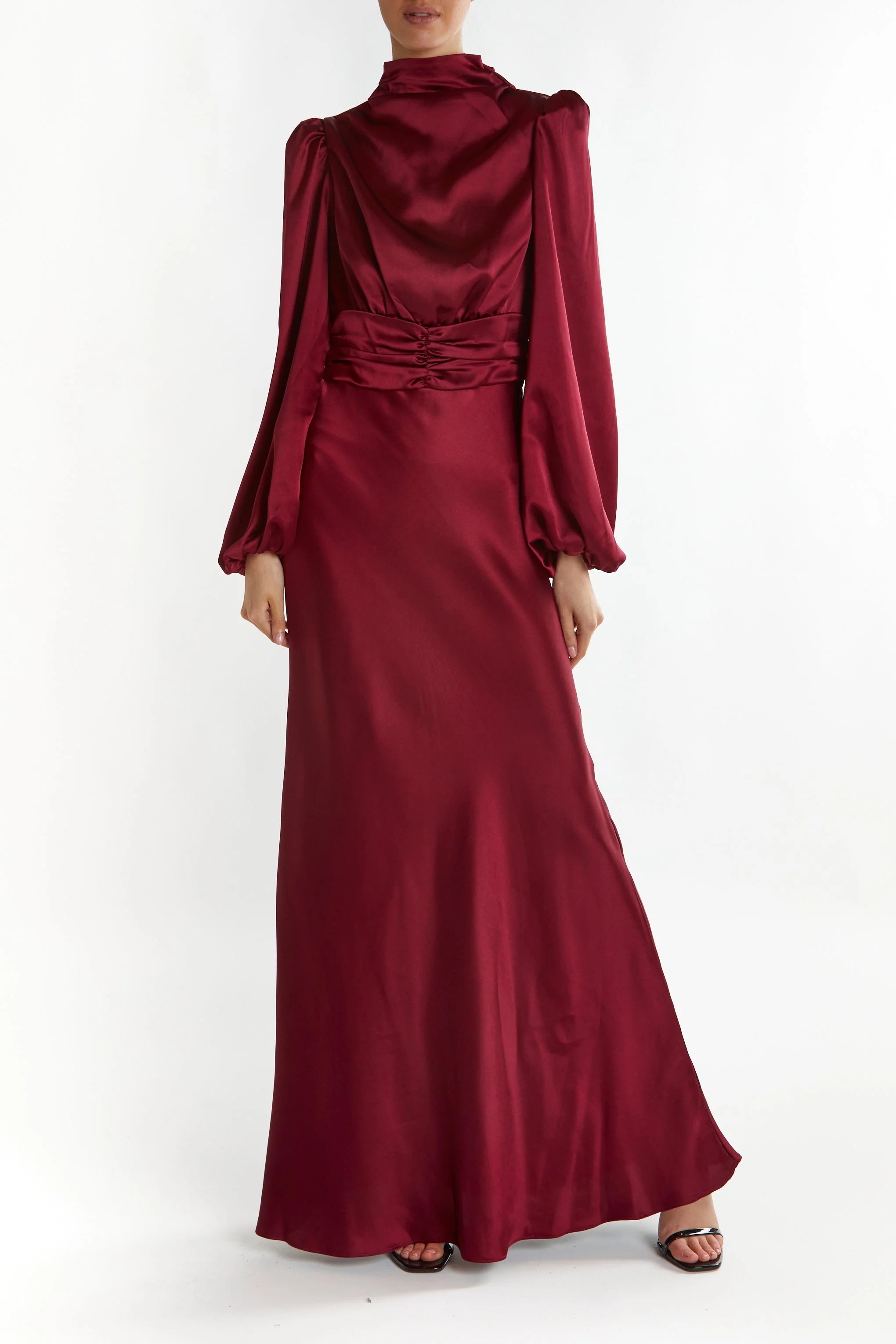 True Decadence Burgundy Sutton High Cowl-Neck Maxi Dress - Image 3