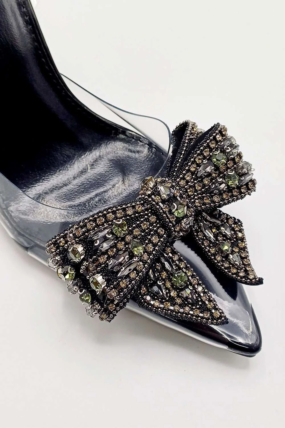 Tatiana Diamante Embellished Bow Detail Slingback Court Shoes in Black - Image 6