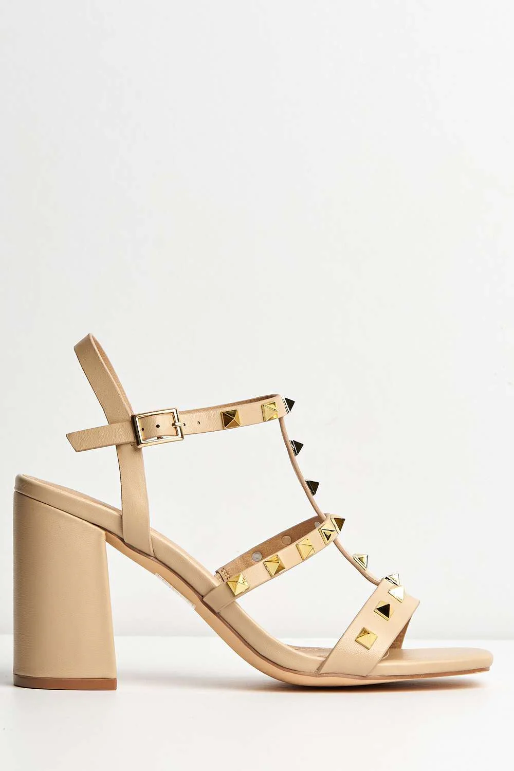 Miss Diva Nude Troya Studded Block Heel Sandals - Image 5