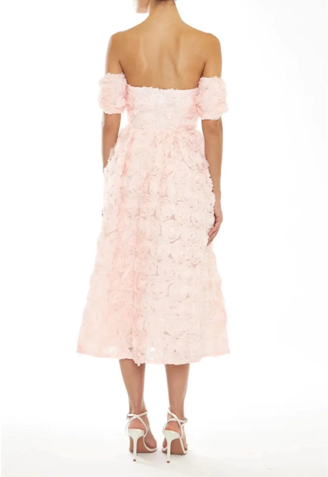 True Decadence Amelia Peach Bardot Bust Cup Midi-Dress - Image 2