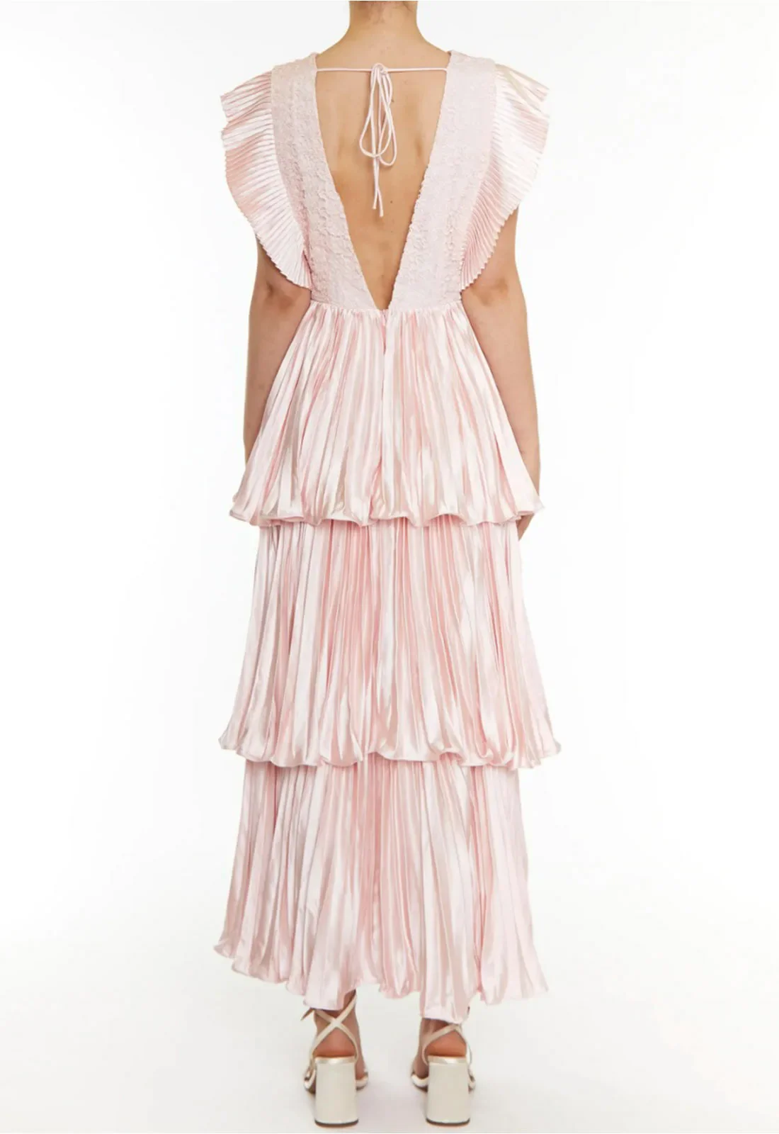 True Decadence Ballet Slipper Pink Pleated Tiered Dress - Image 2