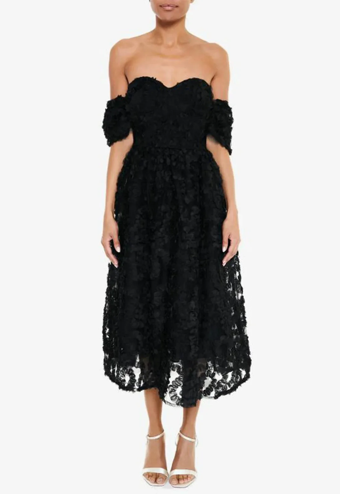 True Decadence Black 3D Floral Midi Dress - Image 2