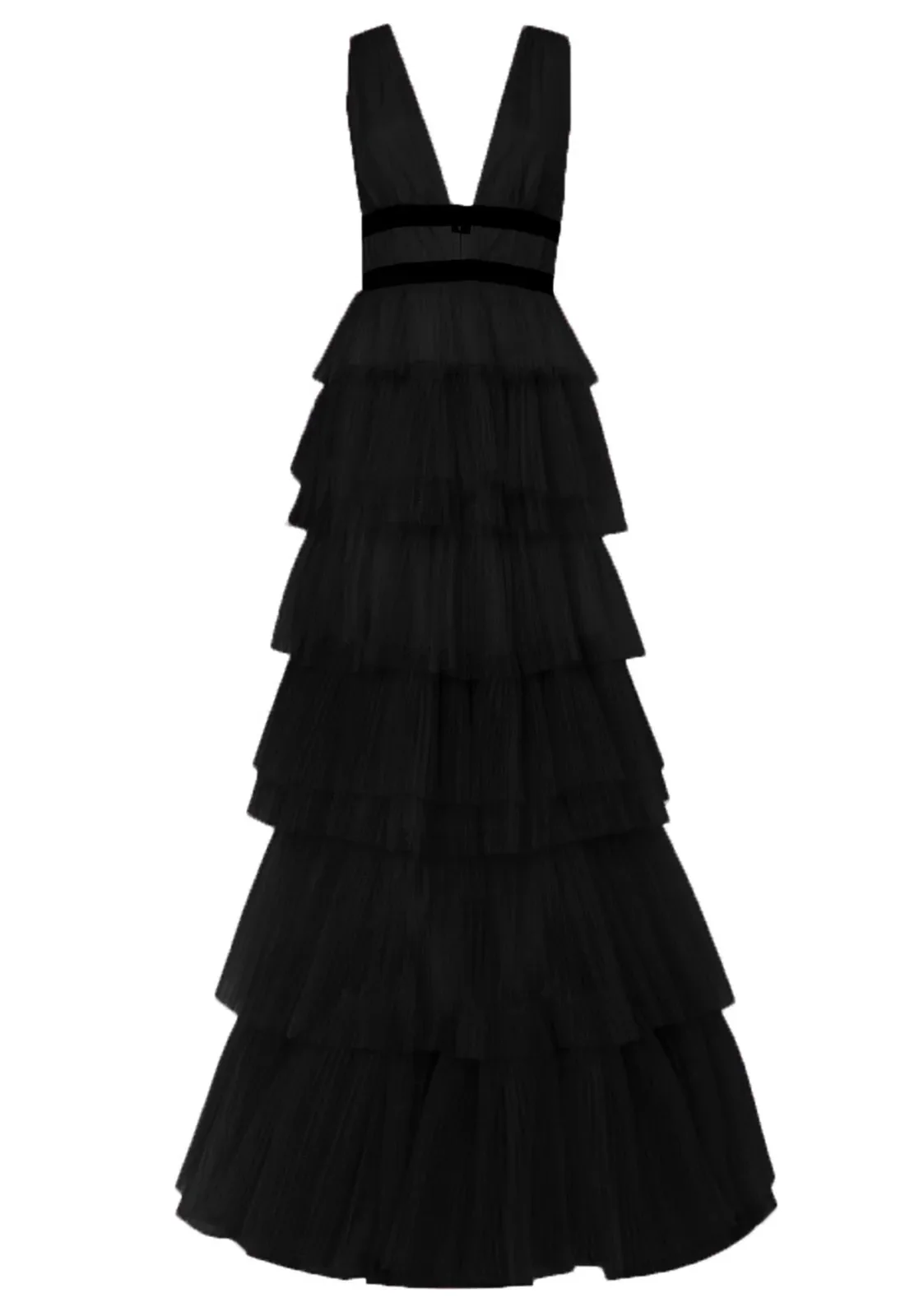 True Decadence Black Layered Tulle Maxi Dress - Image 4