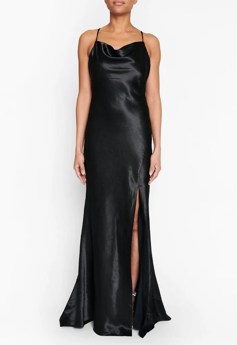 True Decadence Black Satin Slip Maxi Dress - Image 6