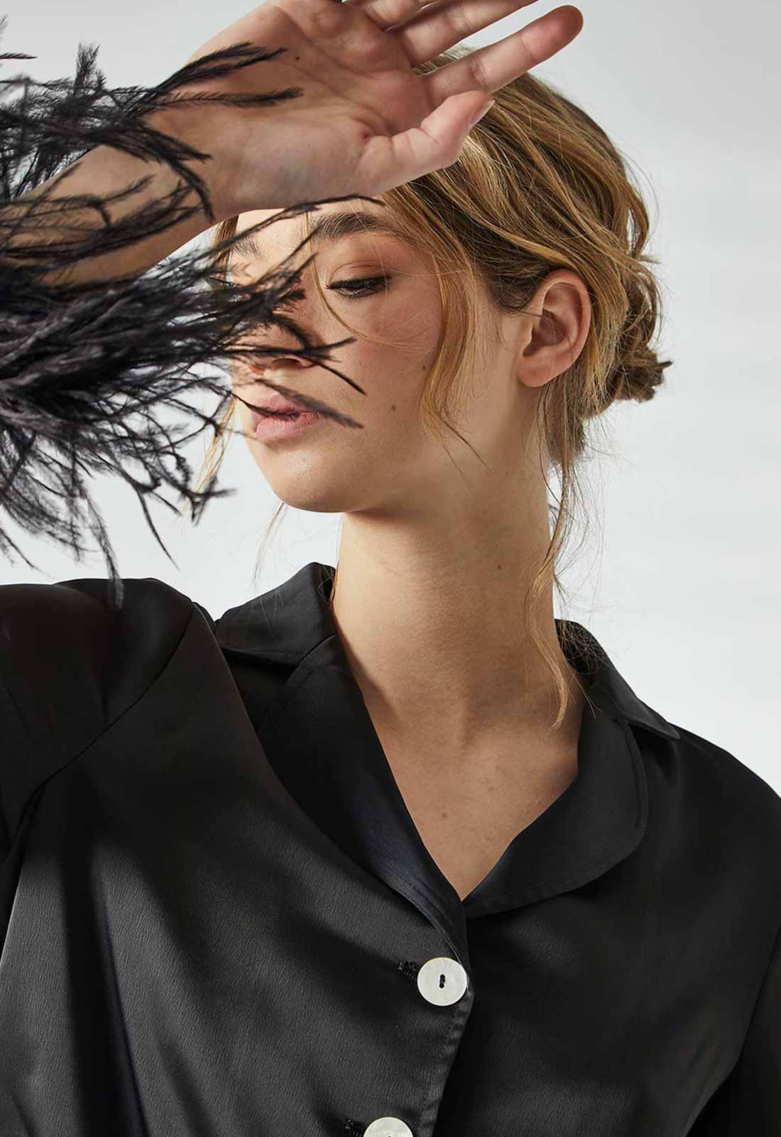 True Decadence Black Satin  Trim Pajamas - Image 3