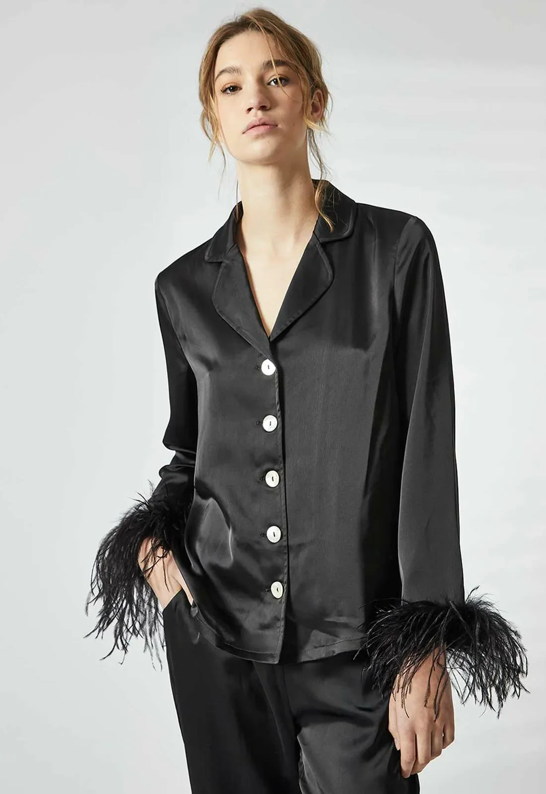 True Decadence Black Satin  Trim Pajamas - Image 4