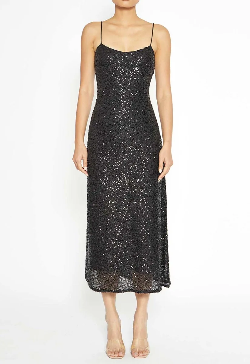 True Decadence Black Sequin Slip Dress - Image 5