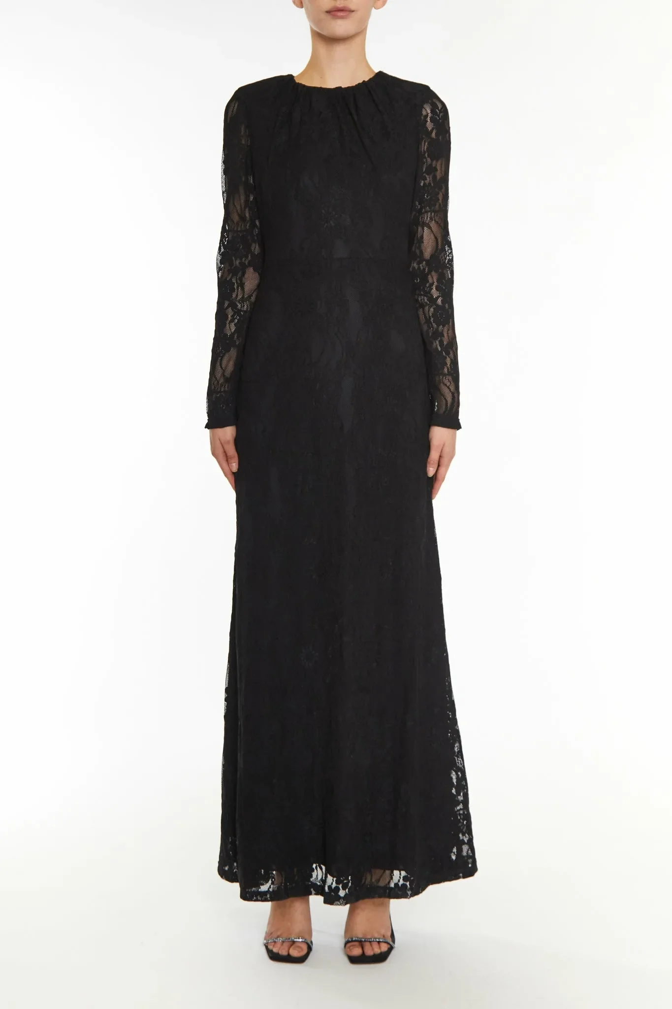 True Decadence Black Siena Lace Maxi Dress