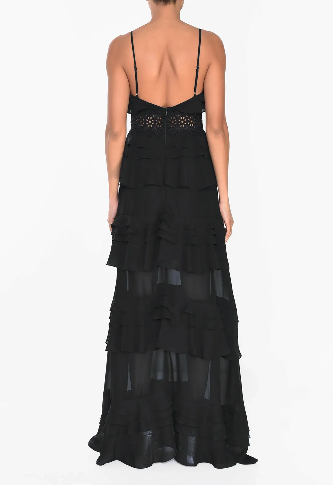 True Decadence Black Tiered Ruffle Maxi Dress - Image 2