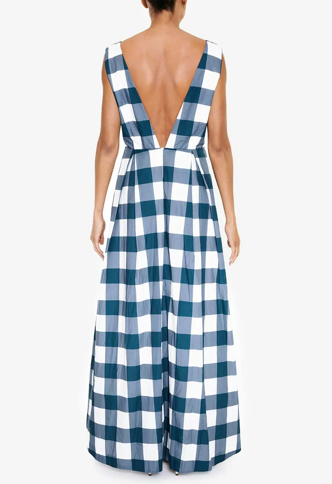 True Decadence Blue Checked Maxi Dress - Image 2