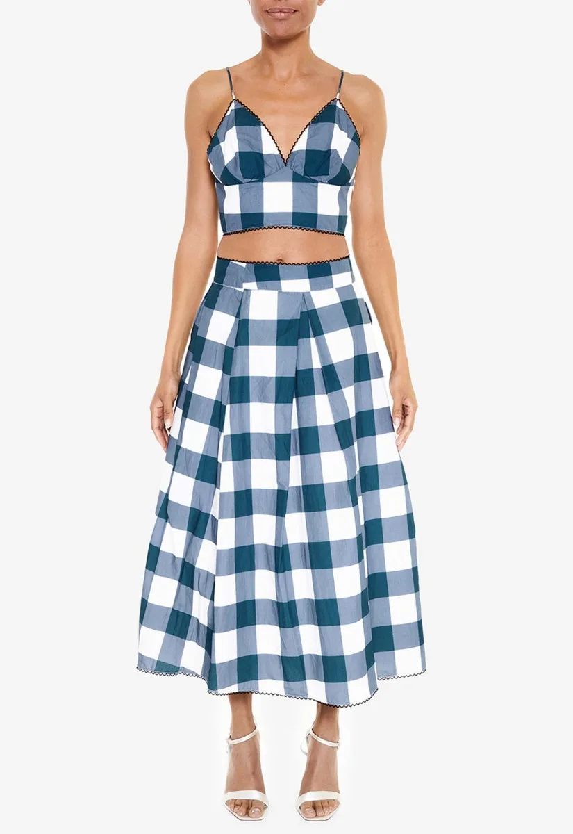 True Decadence Blue Checked Skirt - Image 4