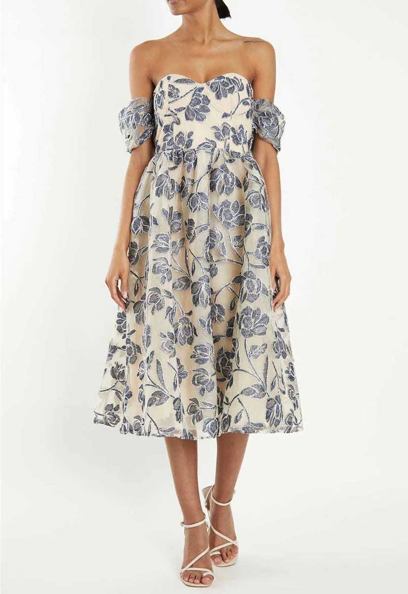 True Decadence Blue Embroidered Dress - Image 3