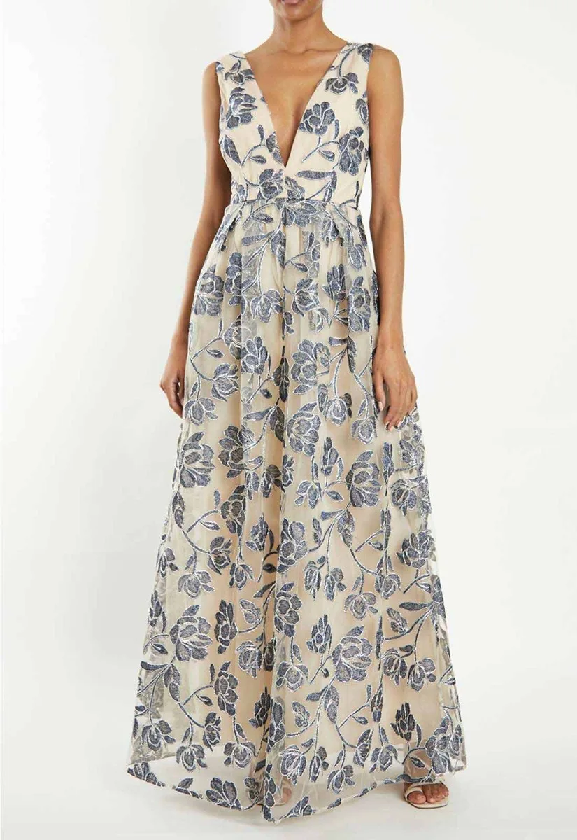 True Decadence Blue Embroidered Maxi Dress - Image 8