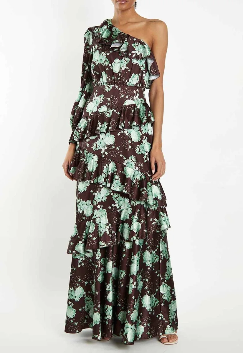 True Decadence Brown Print Ruffle Dress - Image 6