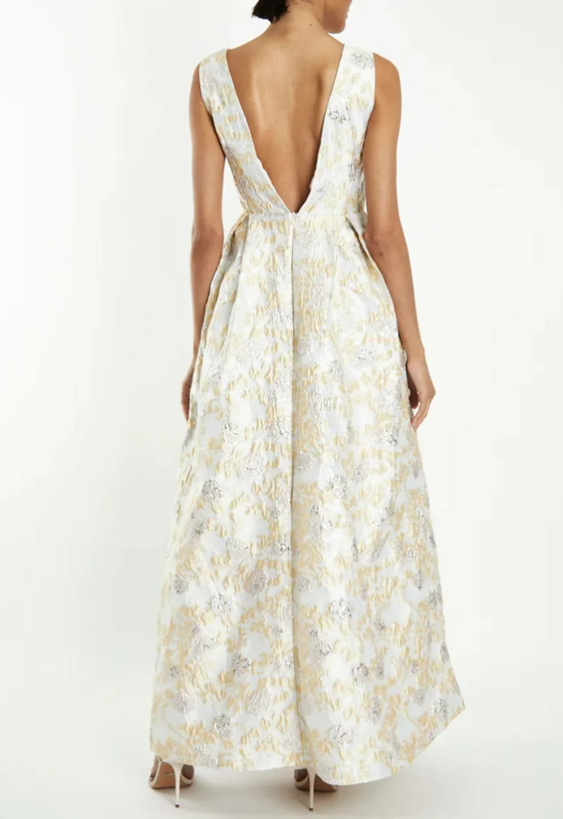 True Decadence Cream Brocade Ballgown - Image 2
