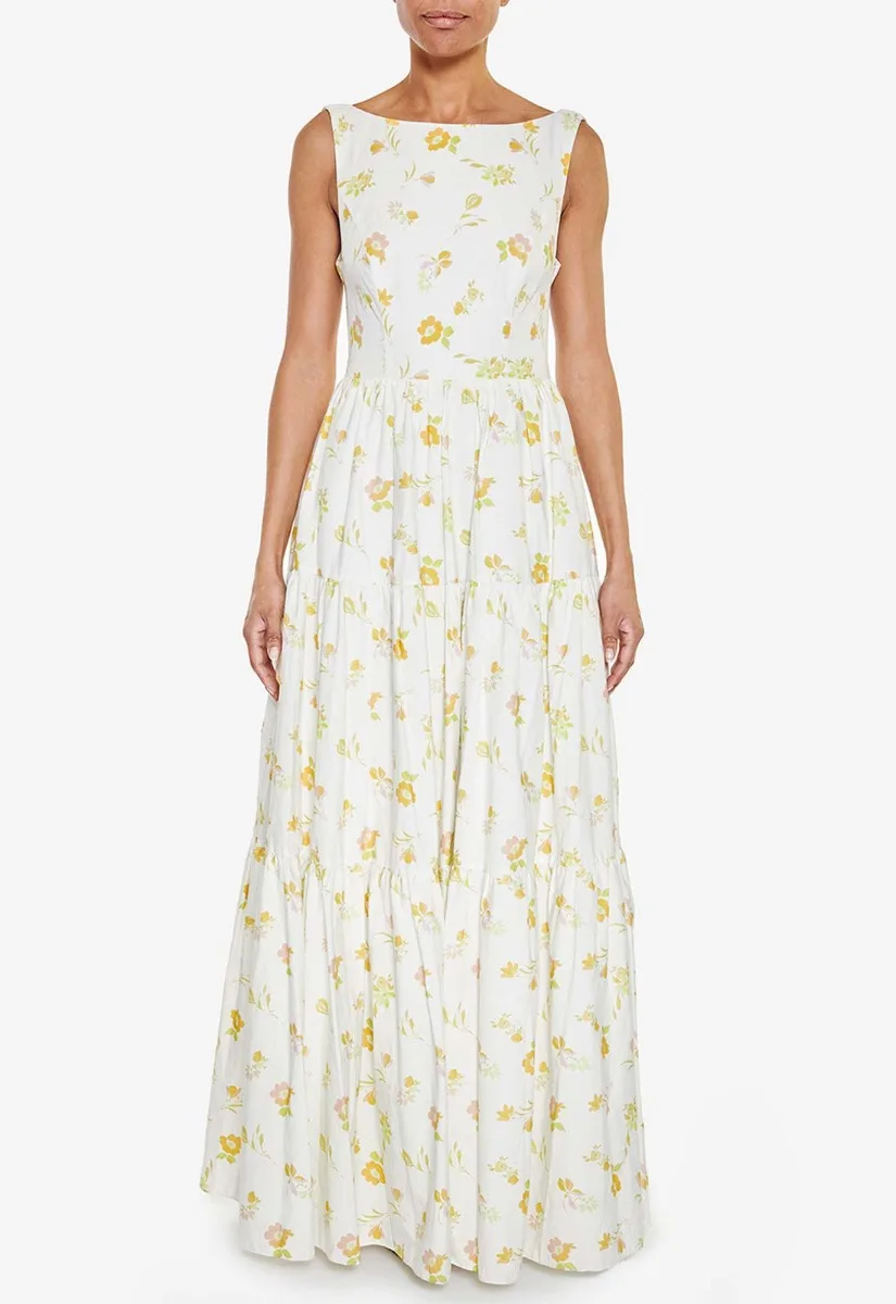 True Decadence Cream Floral Backless Maxi Dress - Image 5
