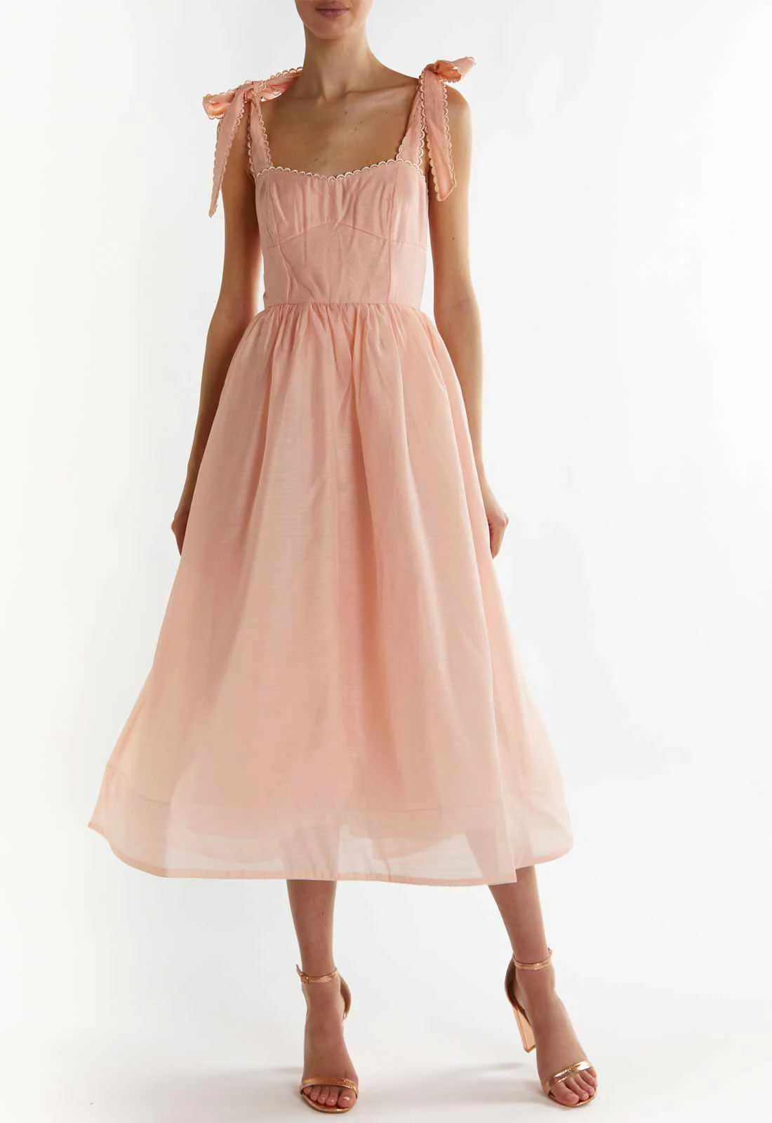 True Decadence Dusty-Peach Tie-Strap Midi Dress - Image 2