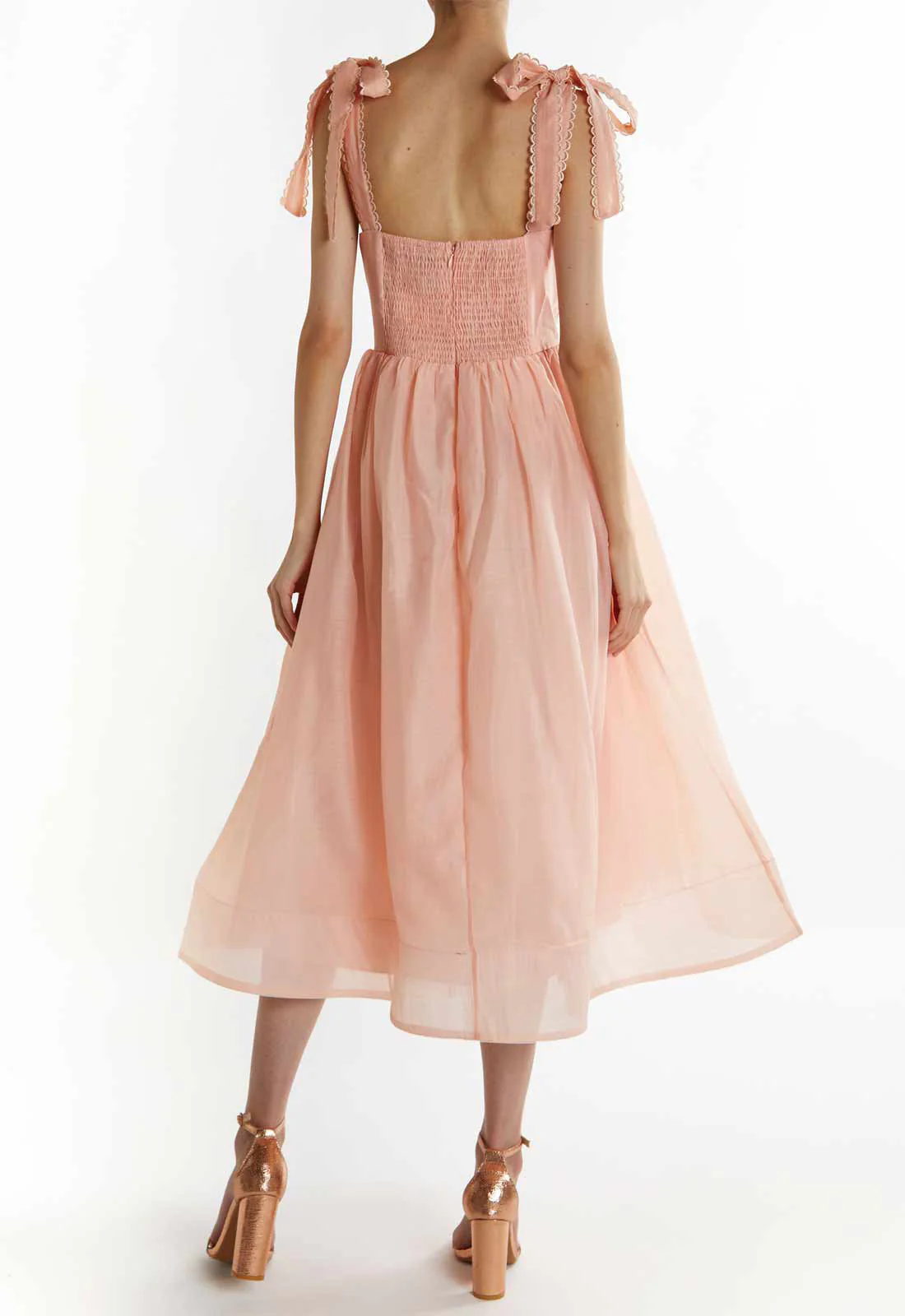 True Decadence Dusty-Peach Tie-Strap Midi Dress - Image 3