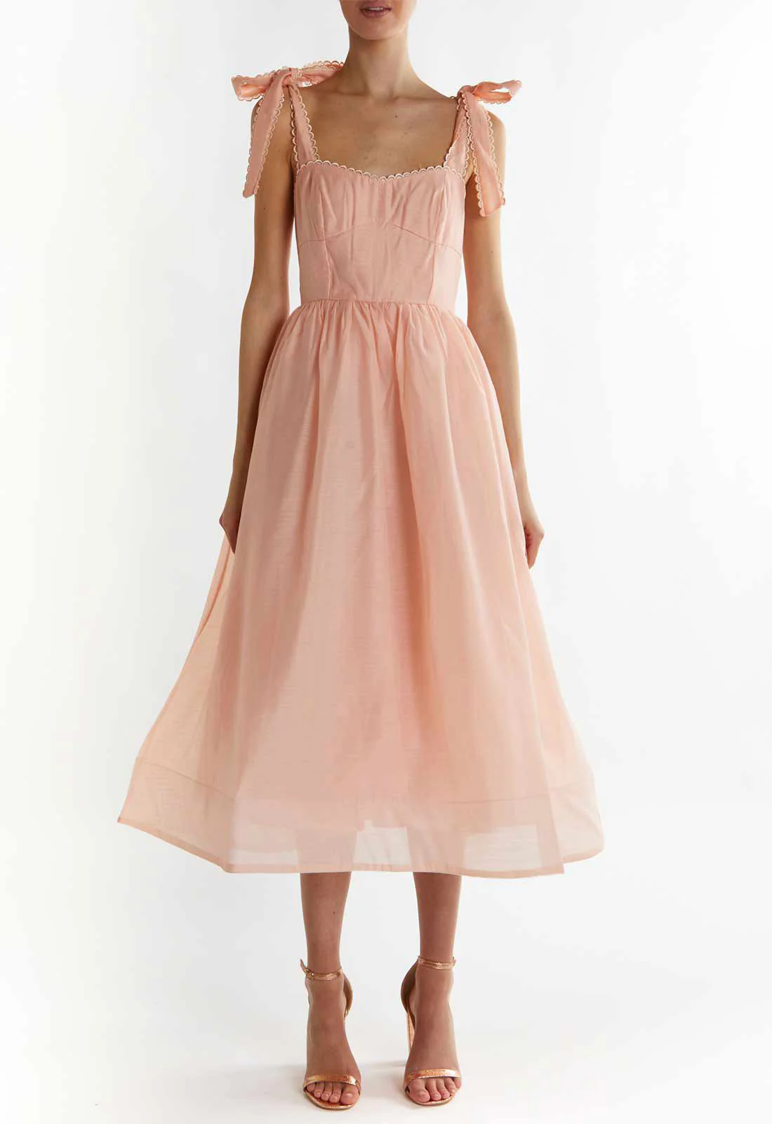 True Decadence Dusty-Peach Tie-Strap Midi Dress - Image 4