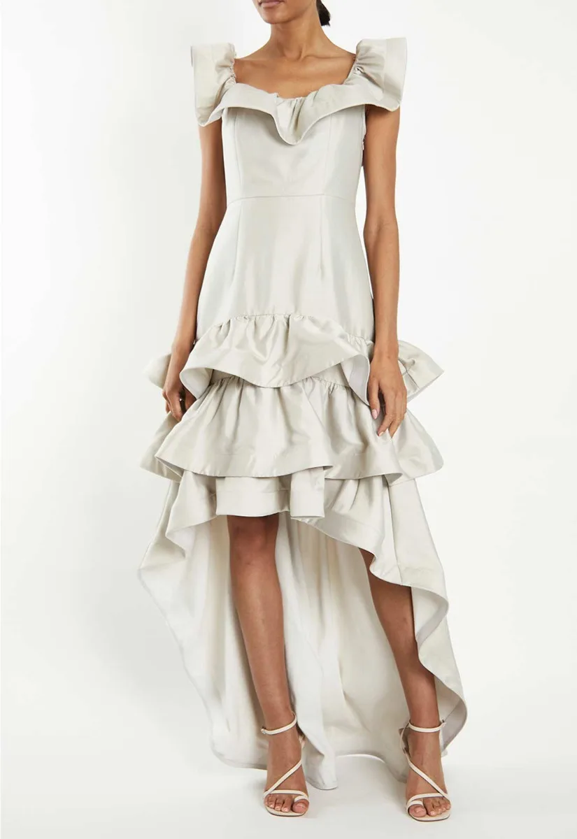 True Decadence Grey Waterfall Maxi Dress - Image 7