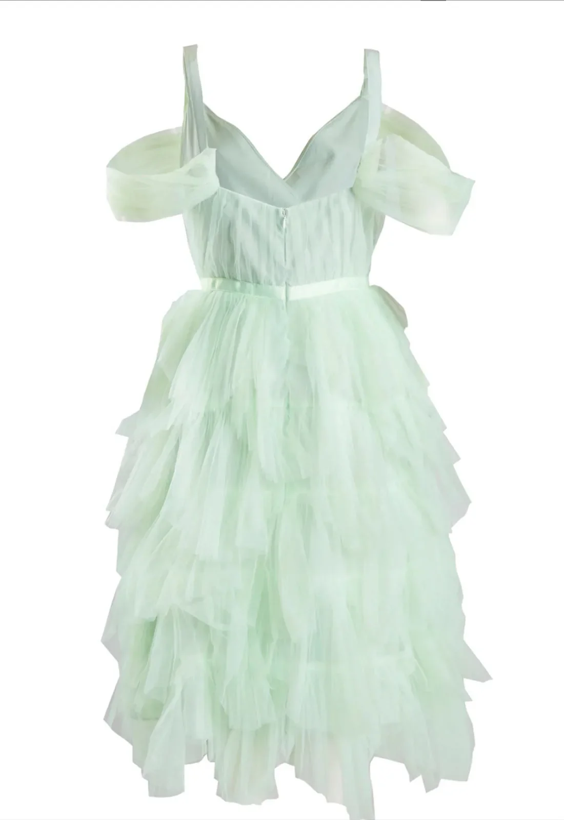 True Decadence Isla Pale Lime Pleated Petal Skirt Midi-Dress - Image 2