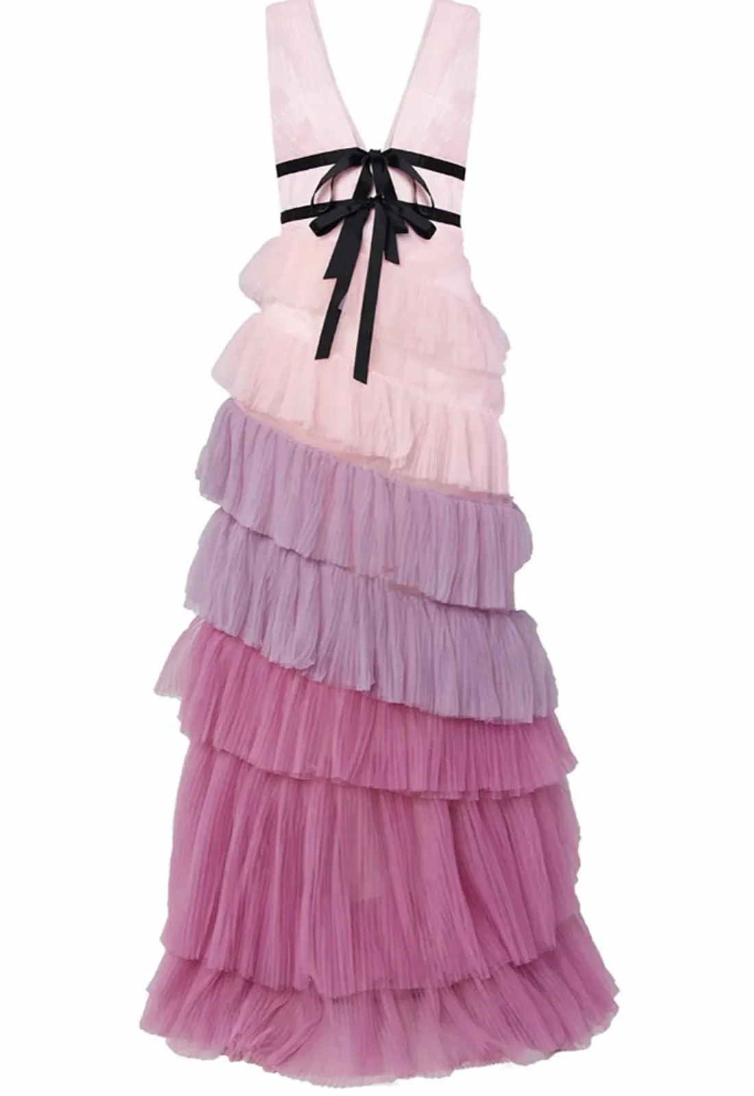 True Decadence Layla Lilac Ombre Pleated Tired Maxi-Dress - Image 3