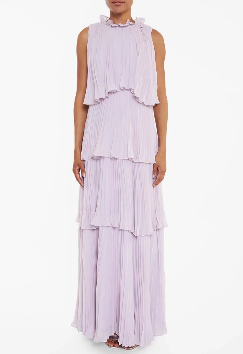 True Decadence Lilac Tiered Pleated Maxi Dress - Image 5