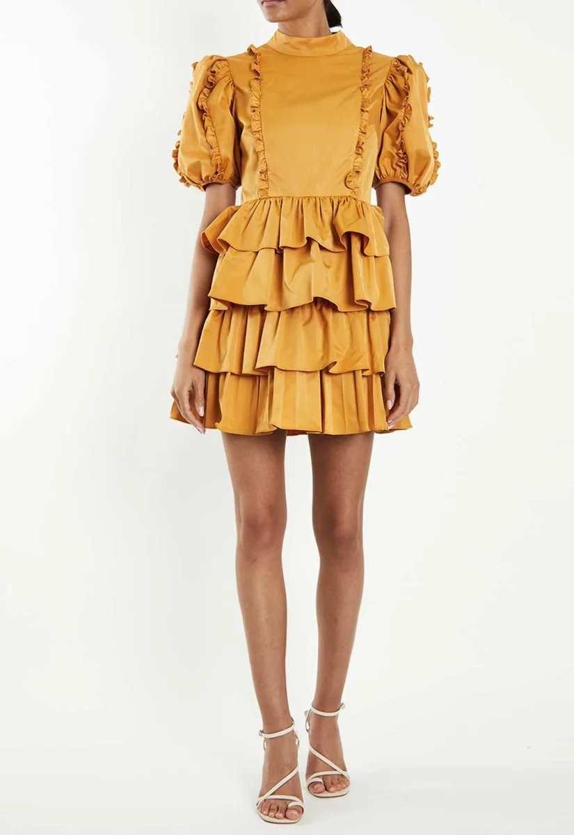 True Decadence Mustard Cocktail Dress - Image 6