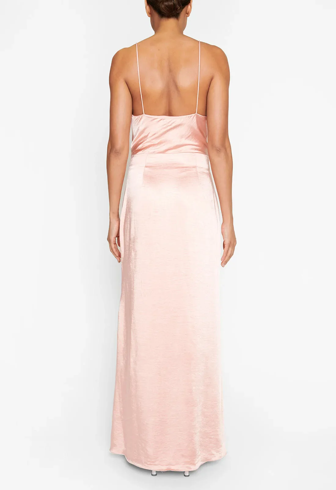 True Decadence Peach Satin Cowl Neck Maxi Dress - Image 2