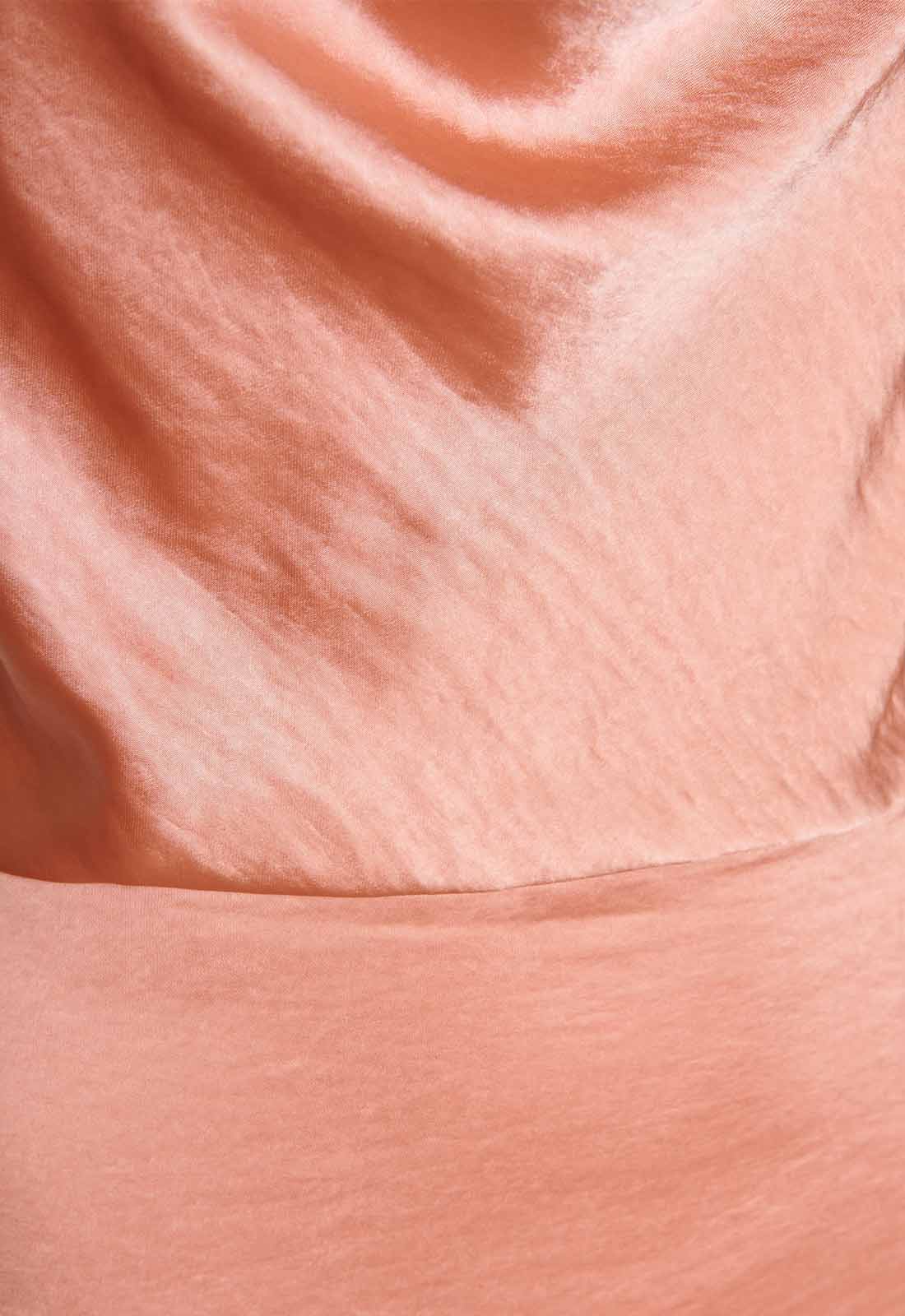 True Decadence Peach Satin Cowl Neck Maxi Dress - Image 5