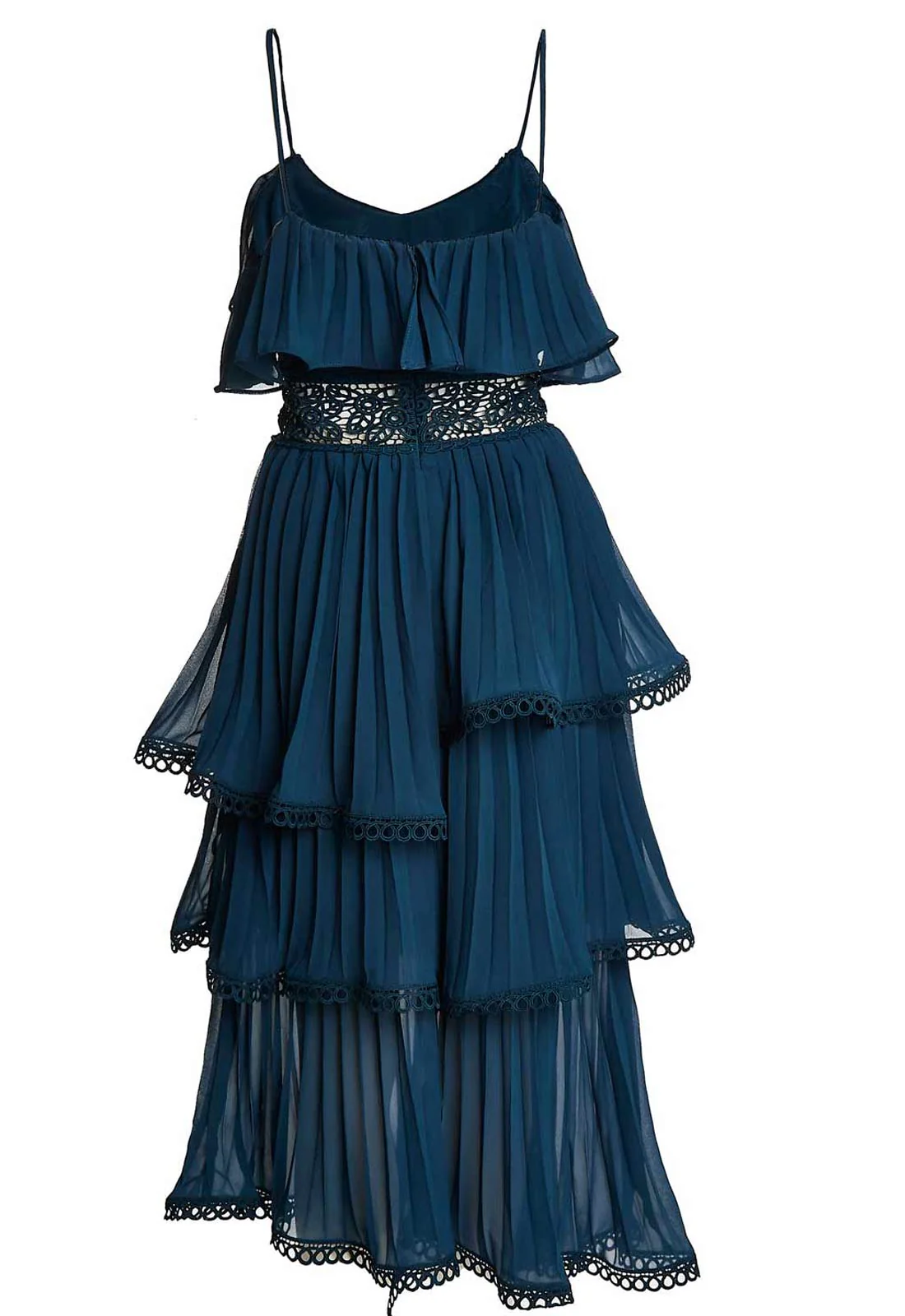 True Decadence Petrol Blue Waterfall Midi Dress - Image 4