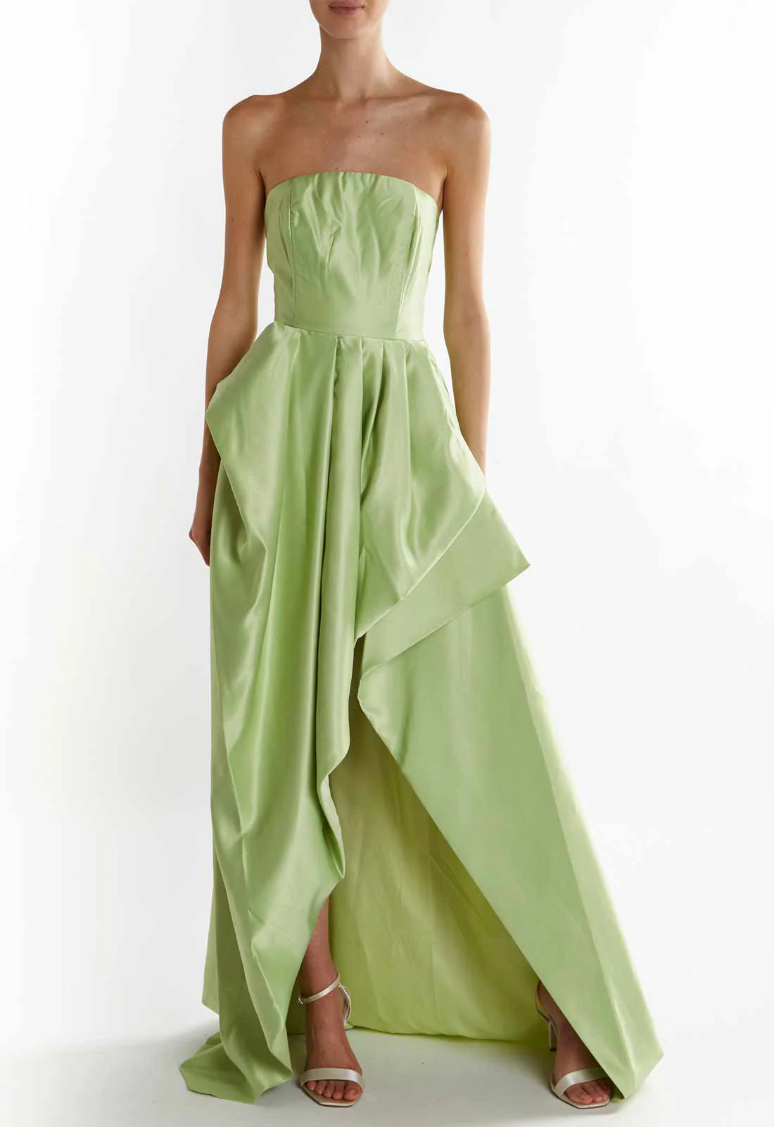 True Decadence Soft-Green Emma Hi-Low Hem Maxi - Image 3