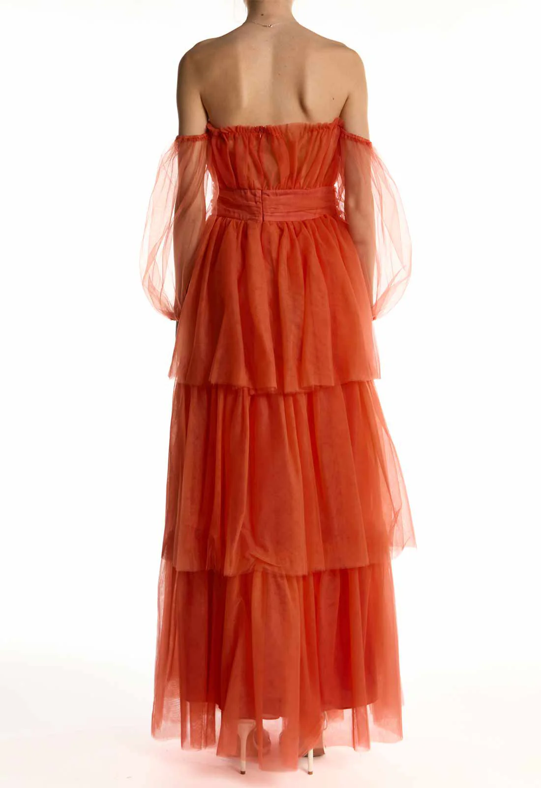 True Decadence Soft-Rust Bardot Tiered Maxi Dress - Image 2
