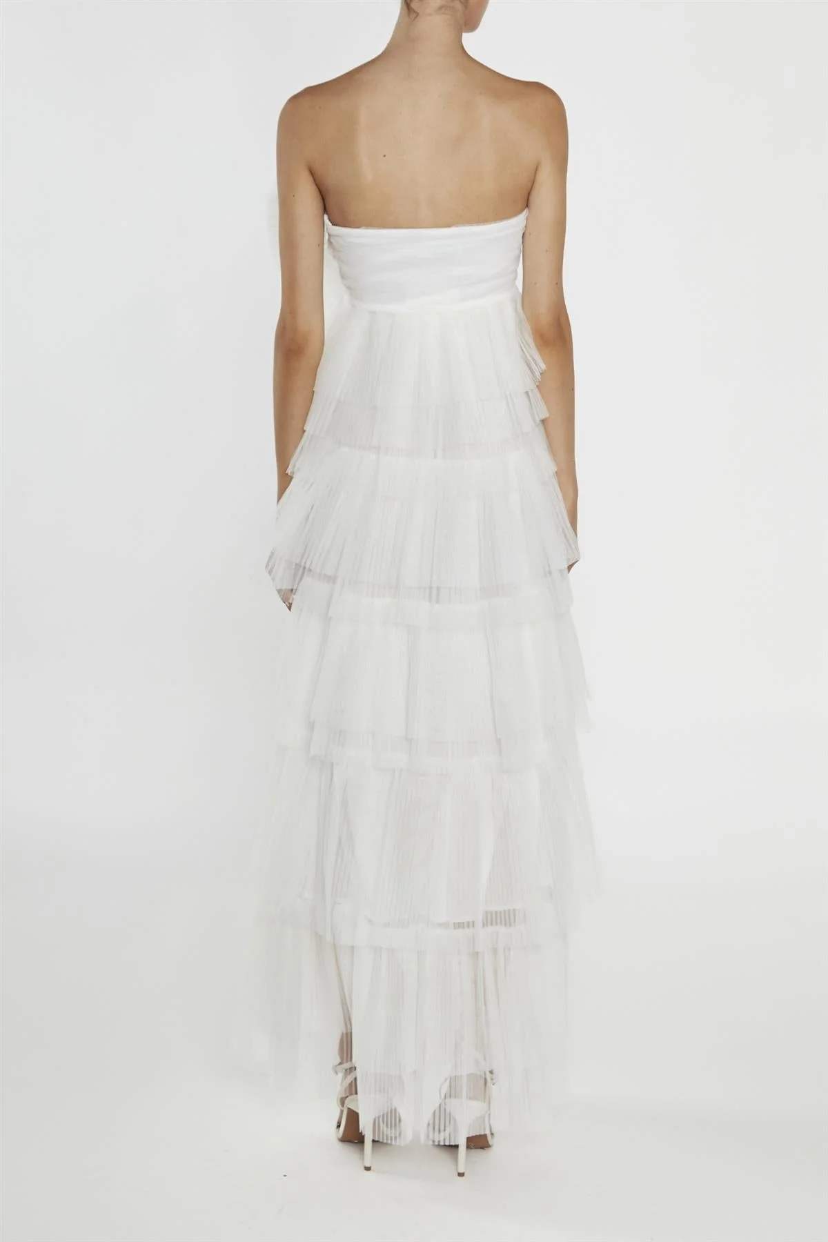 true Decadence Valerie White Pleated 3D Tiered Midi-Dress - Image 2