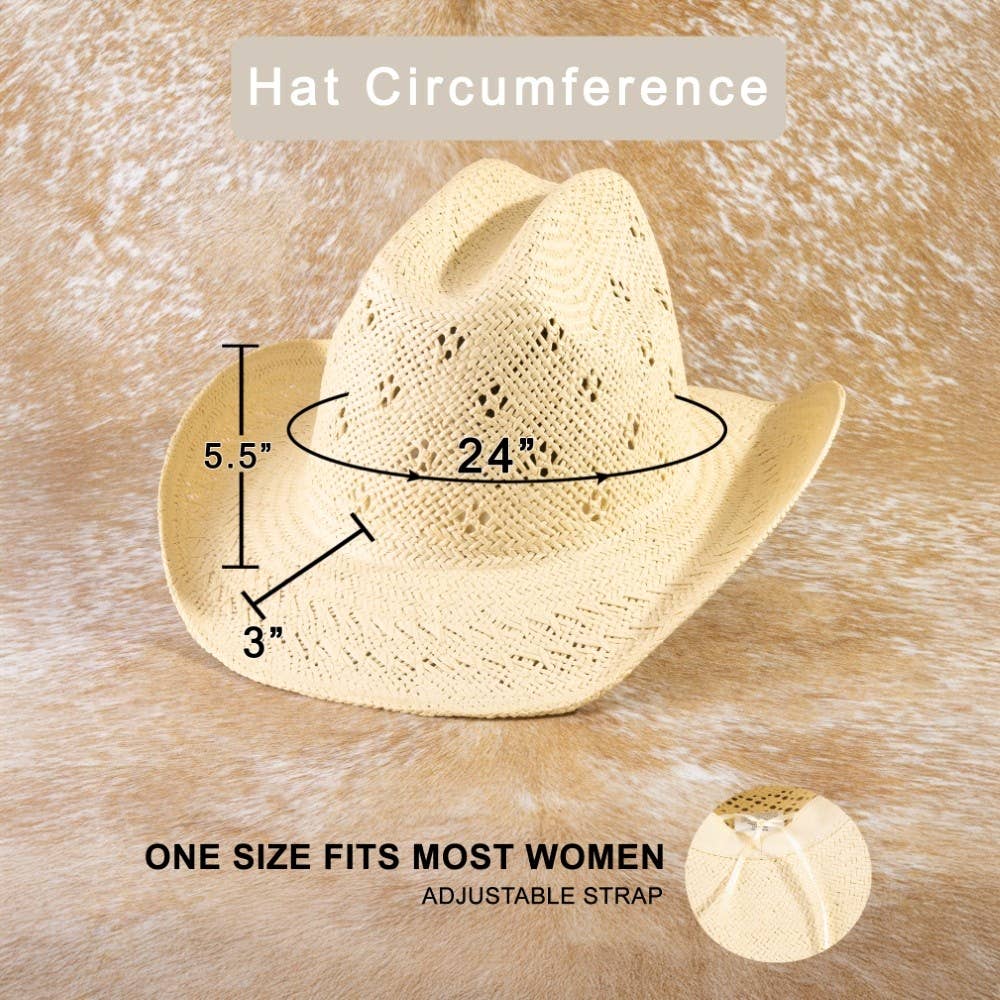 Weave Summer Straw Cowboy Hat: KA - Image 8