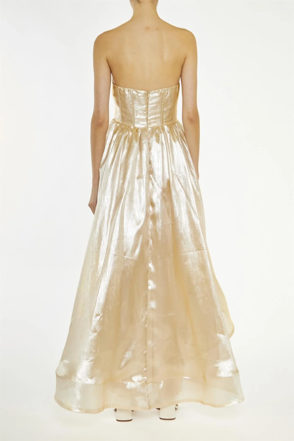 True Decadence Gold-Metallic Winnie Corset Style Hi-Low Dress - Image 2