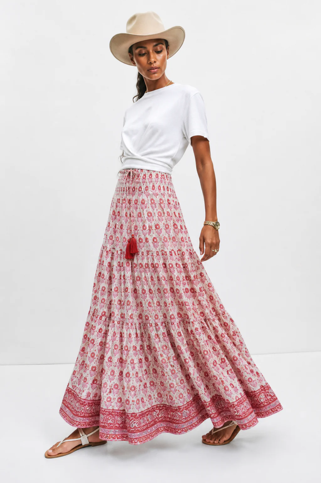 Woodblock printed by hand -Folk Gypsy Skirt - fully lined with cotton voile. - Image 2